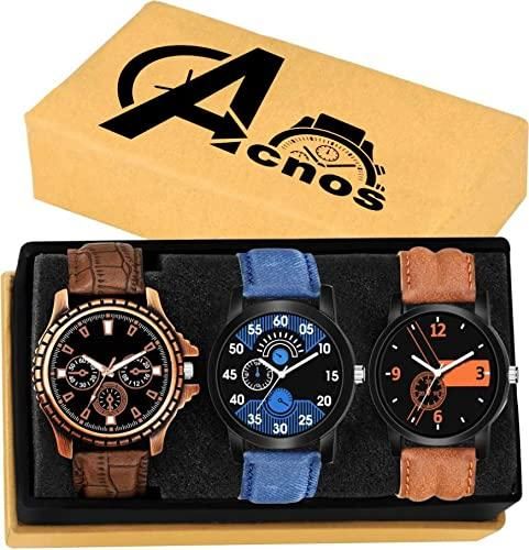 Analog Multicolour Dial Men's Watch Combo of 3